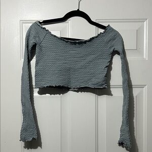Free People light blue Textured Crop Top